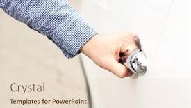  Presentation with car door - Theme consisting of man hand opening car door close up background and a lemonade colored foreground