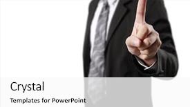  Presentation with touch screen - Beautiful slide deck featuring man hand pushing on touch backdrop and a white colored foreground