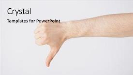  Presentation with man heart attact hand hold - Presentation enhanced with man hand showing thumbs down background and a white colored foreground