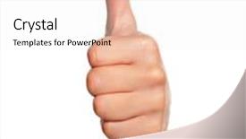  Presentation with man heart attact hand hold - Amazing slide deck having finger ok - man hand sign isolated backdrop and a white colored foreground