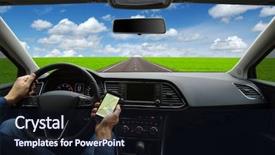  Presentation with vehicle gps tracking - PPT theme having man hand using gps navigation background and a black colored foreground