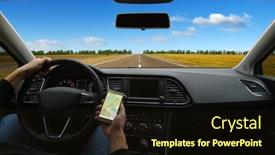  Presentation with gps - Colorful PPT theme enhanced with man-hand-using-gps-navigation backdrop and a wine colored foreground