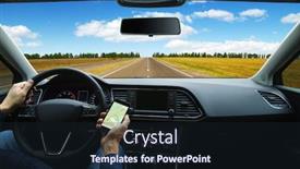  Presentation with gps - Cool new PPT theme with man-hand-using-gps-navigation backdrop and a wine colored foreground