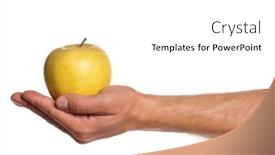  Presentation with apple - Cool new presentation with man-hand-with-apple-isolated backdrop and a white colored foreground