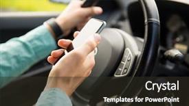  Presentation with mobile payment app business technology - Theme having man hand with smartphone driving background and a tawny brown colored foreground