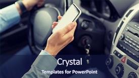  Presentation with young business people - Beautiful presentation featuring man hand with smartphone driving backdrop and a  colored foreground