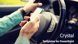  Presentation with distracted driving - PPT layouts consisting of man hand with smartphone driving background and a wine colored foreground