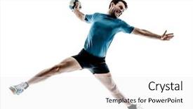  Presentation with handball - Amazing slides having man handball player isolated backdrop and a white colored foreground