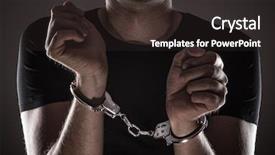  Presentation with prison - Presentation enhanced with man handcuffed hands close-up background and a wine colored foreground