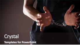  Presentation with handcuffed - PPT theme featuring empty beach with parasols in palma de mallorca on a sunny day in november in mallorca balearic islands spain background and a dark gray colored foreground.