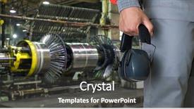  Presentation with worker - Presentation with man hands at industrial factory background and a  colored foreground