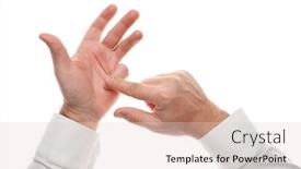  Presentation with counting - PPT theme with man-hands-counting-gesture-isolated background and a lemonade colored foreground
