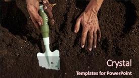  Presentation with urban farming project - Theme consisting of man hands dirty on substratum background and a wine colored foreground