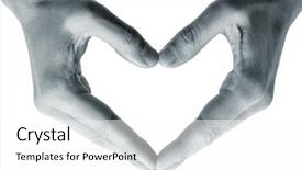  Presentation with man head in hands - PPT layouts with man hands forming a heart background and a white colored foreground
