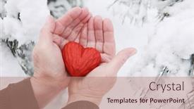  Presentation with snow day - PPT theme featuring man-hands-holding-a-carved background and a coral colored foreground