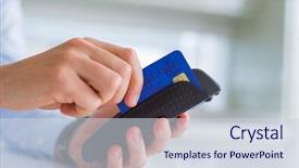  Presentation with holding hands - Audience pleasing slide deck consisting of man hands holding pos terminal backdrop and a sky blue colored foreground