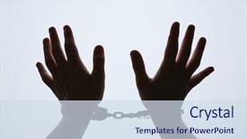  Presentation with prison - PPT theme consisting of man hands in handcuff background and a  colored foreground