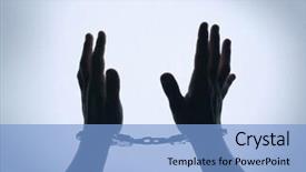  Presentation with prison - Presentation enhanced with man hands in handcuff background and a  colored foreground