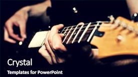  Presentation with bass guitar - Presentation theme having man hands on guitar background and a black colored foreground