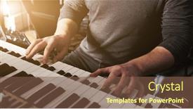  Presentation with passion - Slide set having man-hands-playing-pia background and a tawny brown colored foreground