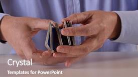  Presentation with game - Amazing slide deck having man hands shuffling game cards backdrop and a coral colored foreground