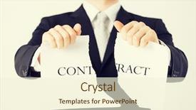  Presentation with contract - Cool new presentation design with man hands tearing contract backdrop and a cream colored foreground