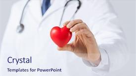  Presentation with human heart - Audience pleasing slide deck consisting of man hands with heart backdrop and a sky blue colored foreground