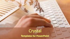  Presentation with notebook design - Presentation consisting of man hands working with notebook background and a red colored foreground