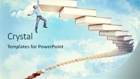  Presentation with hang - PPT theme having man hang to 3d books background and a sky blue colored foreground