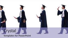  Presentation with graduation - Amazing PPT layouts having man happy with his graduation backdrop and a light blue colored foreground