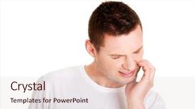  Presentation with bacteria on tooth - Slides having man have terrible tooth ache background and a  colored foreground