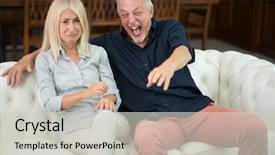  Presentation with wife - Amazing slide set having man having a good laughter backdrop and a light gray colored foreground