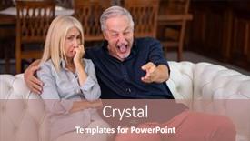  Presentation with empathy - Colorful presentation design enhanced with man-having-a-good-laughter backdrop and a coral colored foreground