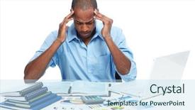  Presentation with african american - Amazing presentation theme having man having a headache stress backdrop and a sky blue colored foreground