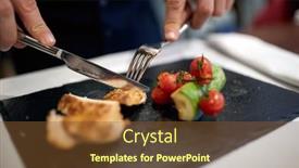  Presentation with atmosphere - Colorful PPT theme enhanced with man-having-a-lunch backdrop and a tawny brown colored foreground