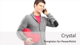  Presentation with conversation hearts - Colorful slides enhanced with man having a romantic conversation backdrop and a  colored foreground