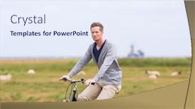  Presentation with tour - Presentation theme featuring man-having-bicycle-tour background and a sky blue colored foreground