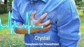  Presentation with heart attack - Slide deck featuring man having chest pain - heart background and a teal colored foreground