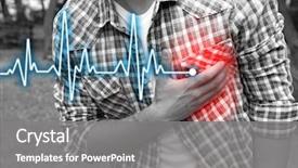  Presentation with chest - Slide deck having man having chest pain - heart background and a gray colored foreground