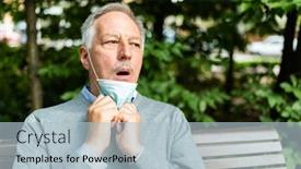  Presentation with difficulty - Beautiful presentation theme featuring man-having-difficulty-to-breath backdrop and a light blue colored foreground