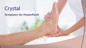  Presentation with foot massage - PPT theme enhanced with man having foot massage in medical office background and a sky blue colored foreground