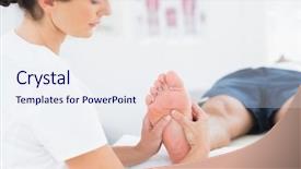  Presentation with foot massage - Beautiful slide set featuring man having foot massage in medical office backdrop and a sky blue colored foreground