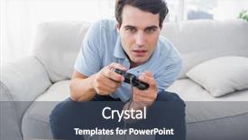  Presentation with fun - Presentation featuring man having fun with video background and a ocean colored foreground