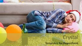  Presentation with christmas party - Theme consisting of man-having-hangover-after-christmas background and a yellow colored foreground