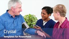 Presentation with blood pressure - Beautiful presentation featuring man having his blood pressure checked by a nurse backdrop and a ocean colored foreground