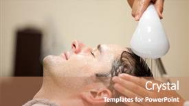  Presentation with hairdressing salon - Audience pleasing PPT theme consisting of young man having his hair backdrop and a coral colored foreground