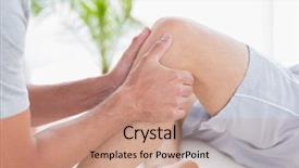  Presentation with knee - Cool new theme with man having knee massage in medical office backdrop and a coral colored foreground