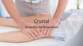  Presentation with examination - Slide deck consisting of man having knee massage background and a coral colored foreground