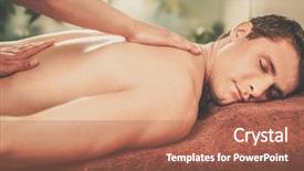 Presentation with spa salon - Cool new slides with man having massage in spa backdrop and a red colored foreground
