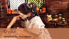  Presentation with ayurveda - Amazing presentation theme having man having oil ayurveda spa treatment backdrop and a coral colored foreground